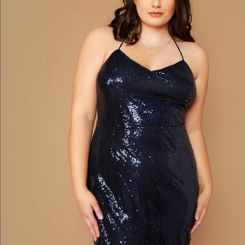 Blue sequin dress 2x